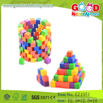 Colorido de madera de 2,5 cm cubo de madera Puzzle Building Blocks